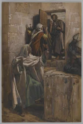 Il primo rinnegamento di San Pietro, illustrazione da La vita di Nostro Signore Gesù Cristo, 1886-94