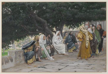 I farisei e i sadducei vengono a tentare Gesù, illustrazione da La vita di Nostro Signore Gesù Cristo, 1886-94