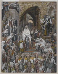 La processione nelle strade di Gerusalemme, illustrazione da La vita di Nostro Signore Gesù Cristo, 1886-94