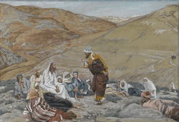 Lo scriba si alzò per tentare Gesù, illustrazione da La vita di Nostro Signore Gesù Cristo, 1886-94