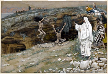I due uomini posseduti da spiriti impuri, illustrazione per La vita di Cristo