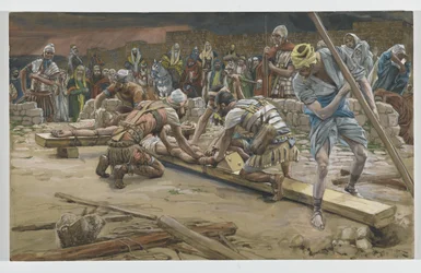 Il chiodo per i piedi, illustrazione da La vita di Nostro Signore Gesù Cristo, 1886-94
