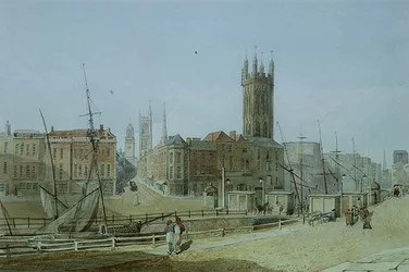 Il ponte levatoio dalla banca di Sant