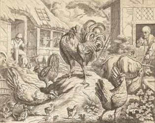 Il gallo e la pietra preziosa, dalle Favole di Esopo, ca. 1760.