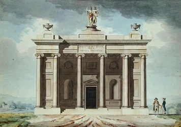 Elevazione di un progetto per un teatro privato