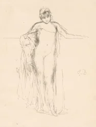 Modello drappeggiato, in piedi