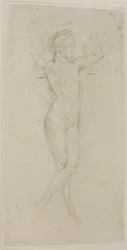 Ragazza nuda con le braccia alzate