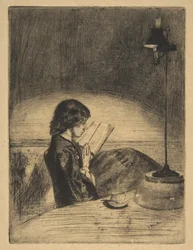 Lettura al lume di lampada