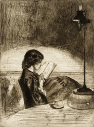 Lettura al lume di lampada