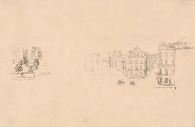 Due schizzi di prova: A. Grande Rue, Dieppe; B. Un interno