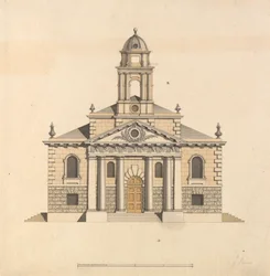 Progetto per una chiesa: Elevazione della facciata ovest