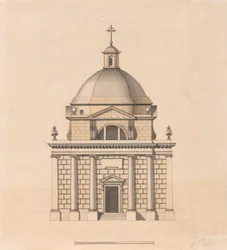 Progetto per un Tempio su un Piano Quadrato con una Cupola: Elevazione