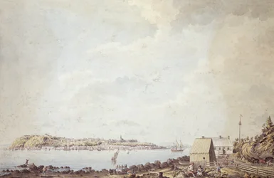 Una Vista dalla Città di Quebec, la Capitale del Canada, presa dalla Casa del Traghetto sul Lato Opposto del Fiume, 3 ottobre 1784