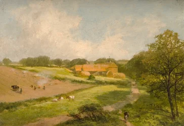 Paesaggio con edifici agricoli