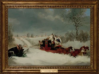 La posta di Liverpool in una tempesta di neve vicino a St. Albans, 1837