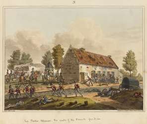 La Belle Alliance, il centro della posizione francese, da "An Historical Account of Battle of Waterloo".
