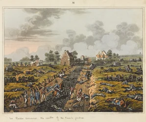 La Belle Alliance, il centro della posizione francese, da "An Historical Account of Battle of Waterloo".