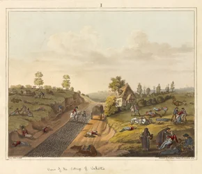 Veduta del cottage di Valette, da "An Historical Account of Battle of Waterloo".