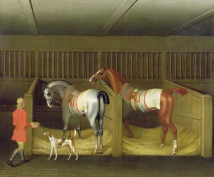 Le Scuderie e Due Famosi Cavalli da Corsa appartenenti a Sua Grazia, il Duca di Bolton, 1747