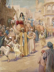 Processione di nozze araba attraverso il Cairo