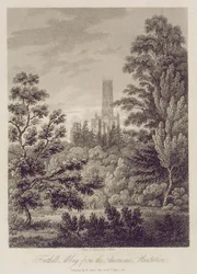 Fonthill Abbey dalla piantagione americana, pubblicato da W. Clarke, New Bond Street, 1812