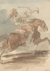 Trombettista su Cavallo al Galoppo