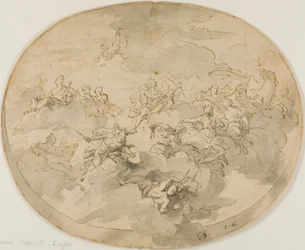 Progetto per Affresco del Soffitto: Apollo e le Muse con Minerva che Distrugge l