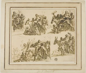 Cinque schizzi per il Trionfo di Sileno