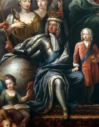 Giorgio I e suo nipote, il principe Federico (dettaglio dalla Painted Hall)