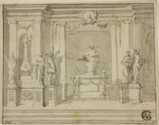 Portico interno con statue