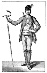 James Boswell, esq in abito da capo corsicano armato