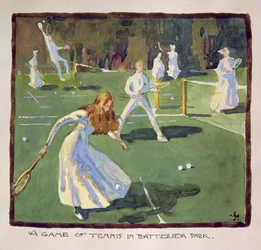 Una partita di tennis a Battersea Park