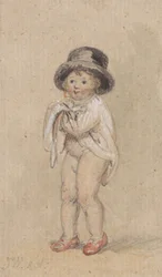 Un bambino con le scarpe rosse (Child with Red Shoes and a Top Hat)