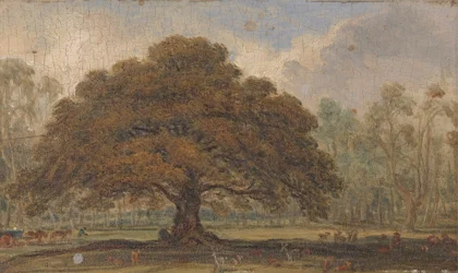 Paesaggio con cervi sotto 