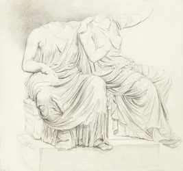 Studio di due statue classiche senza testa