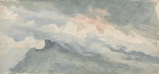 Studio di una cima di collina e cielo