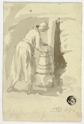 Donna vicino alla stufa