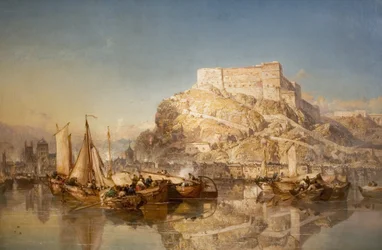 La Città e la Fortezza di Huy sul Fiume Mosa, 1880