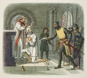 Hubert preso dal santuario di Boisars, 1232, da Una cronaca d