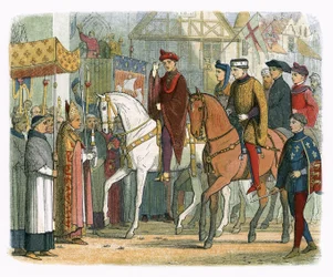 Re Carlo VI di Francia e Enrico V accolti dal clero
