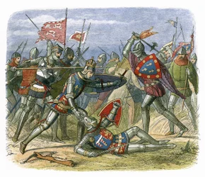 Re Enrico V attaccato dal duca di Alençon nella battaglia di Agincourt
