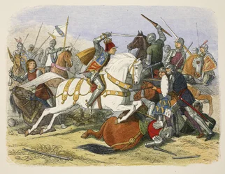 Riccardo III a Bosworth Field, 22 agosto 1485, da A Chronicle of England BC 55 to AD 1485, pub. Londra, 1863