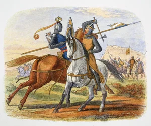 Robert the Bruce uccide Sir Henry Bohun, Battaglia di Bannockburn, Scozia, 1314 1864