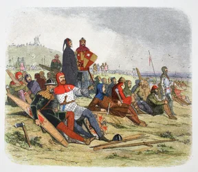Gli inglesi aspettano i francesi alla battaglia di Crecy, Francia 1346