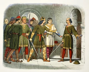 William de Breteuil difende il tesoro, Winchester, Hampshire, 1100