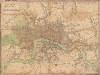 Nuova mappa di Londra di Laurie e Whittle con i suoi dintorni, ecc. Incluse le recenti migliorie