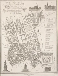 Al nobilissimo John, Duca di Bedford. Questo piano delle parrocchie unite di St. Giles in the Fields & St. George, Bloomsbury