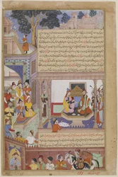 Kublai Khan e la sua imperatrice in trono, da un Jami al-Twarikh (o Chingiznama) (acquerello opaco, inchiostro e oro su carta)