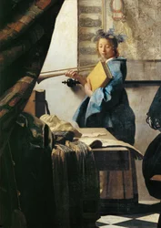 Il pittore e la sua modella come Klio (olio su tela)