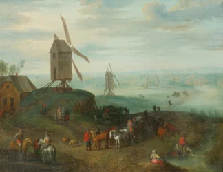Paesaggio con mulini a vento